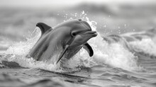 A Dolphin Is Jumping Out Of The Water