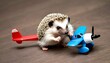 A Hedgehog Playing With A Toy Plane