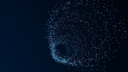 Leinwandbilder - Digital binary data tunnel. Abstract connection of dots and lines on dark background. Concept of network. 3D