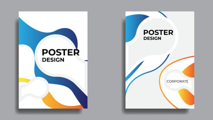 Wall Mural - abstract background with blue and orange abstract shapes for poster, cover, brochure, flyer, etc. ve