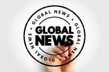 Poster - global news text stamp, concept background