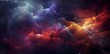 Supernova background wallpaper. Colorful space galaxy cloud nebula. Universe science astronomy. Starry night cosmos
