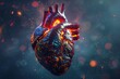 Human heart anatomy on abstract scientific background. 3d illustration