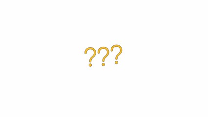 Poster - Bouncing question marks line 2D object animation. Digital information service. Asking solution flat color cartoon 4K video, alpha channel. Finding answers on internet animated item on white background