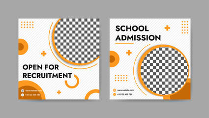 Wall Mural - Collection of trendy school admissions, professional medical social media post templates. Square banner design background.