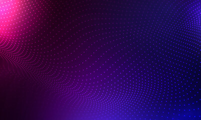 Fototapete - Abstract futuristic technology waving particles mesh. 3d wave point fractal grid science futuristic audio visualization. Music sound wave. Hi-tech, Big Data. Ai. Science and Technology. Vector EPS10.