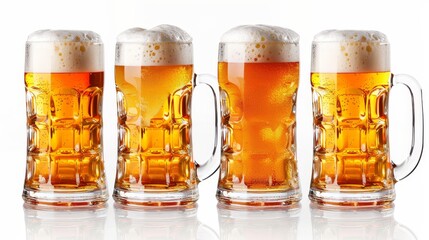 Poster - White background with an isolated frosted glass of light beer