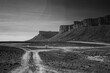 Infrared black and white photography of Sahara desert and Jbel Bani mountains on a way to Foumz Guid in Morocco. 850 nm filter