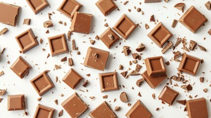 Aufkleber - Isolated white background with milk chocolate pieces