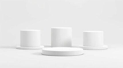 Aufkleber - An empty white podium mockup with various shapes isolated on white background. Ideal for award ceremonies and product presentations.