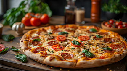 Canvas Print - pizza on a board