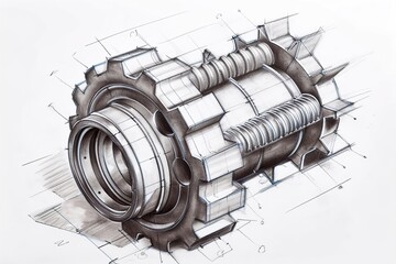 Wall Mural - Gearbox sketch.