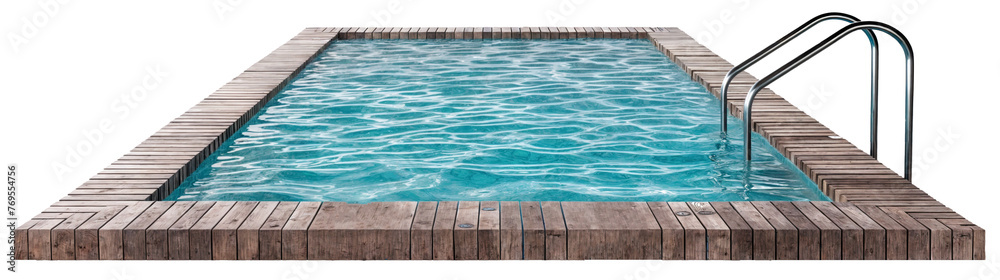A square swimming pool with blue water isolated on a transparent ...