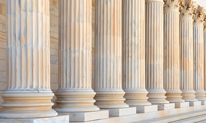 Supreme Court in Washington Row of Ionic marble columns, Generative AI