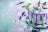 Fototapeta Konie - Cake With Purple Icing and Lavender Sprinkles