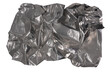 massa di alluminio stropicciato compresso scontornato su sfondo trasparente per riciclo ecosostenibilità rifiuti multimateriale metallo argentato