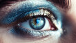 Close up detail beautiful female eye macro, fashion naturel makeup. Generative ai