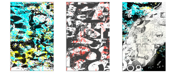 Poster - Vector set seamless pattern grunge textured abstract grunge texture splash multicolor splatter Transparent  background.