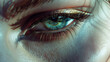Close up detail beautiful female eye macro, fashion naturel makeup. Generative ai