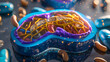 3d rendering of biological animal cell with organelles in a tissue culture

