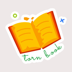 Poster - Get this flat sticker of torn book 