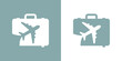 © teracreonte - Logo travel. Silueta de maleta de viaje con avión en espacio negativo para agencia de viajes