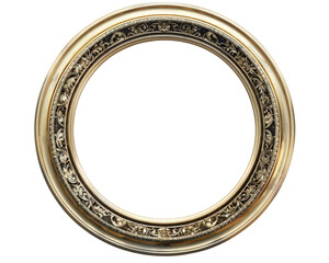 3d gold rounded classic vintage frame isolated on transparent background