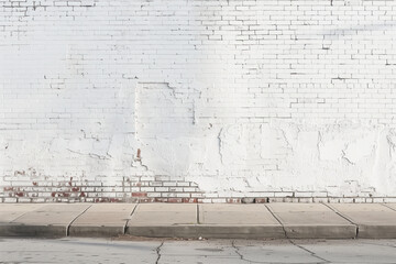 Poster - Frontal view of a white brick wall. Urban street photography. Background image. Created with Generative AI technology.