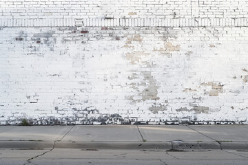 Poster - Frontal view of a white brick wall. Urban street photography. Background image. Created with Generative AI technology.