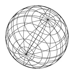 Poster - Retro futuristic isolated abstract wireframe model, cyberpunk shape in y2k style. Editable stroke. Vector illustration on transparent background.