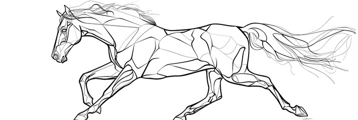 single continuous line drawing of a horse