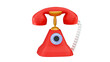 Red retro telephone Vintage phone isolated Minimal three-dimensional 3D render illustration