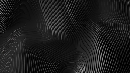Wall Mural - Black abstract background design. Modern wavy line pattern (guilloche curves) in monochrome colors. Premium stripe texture for banner