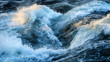 Waves of water of the river and the sea meet each other during high tide and low tide. Whirlpools of the maelstrom of Saltstraumen,