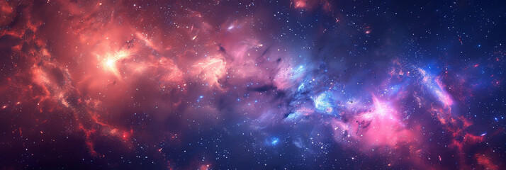 Poster - A beautiful, colorful galaxy with a pink and blue hue