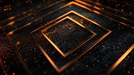 Abstract Golden Lines on Black Background: Luxury Universal Fram






