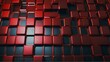 Futuristic red shiny metallic square rectangular geometric sheets pattern background abstract minimalist modern technology from Generative AI