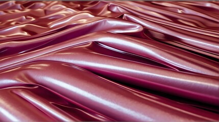 Futuristic pink shiny metallic wavy sheets pattern background abstract concept of motion and movement flow minimalist modern from Generative AI