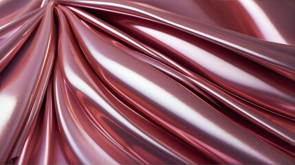 Futuristic pink shiny metallic wavy sheets pattern background abstract concept of motion and movement flow minimalist modern from Generative AI