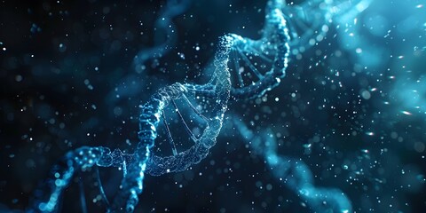 Poster - DNA Helix Character Twisting into the Future Blueprint of Life Unraveled in a Futuristic Digital Landscape