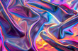 Iridescent chrome wavy gradient cloth fabric abstract close up, colorful color changing rainbow texture
