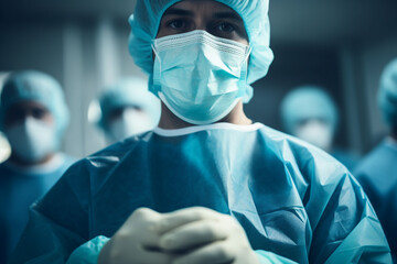 Highly skilled surgeon doctor in operation room after hard successful operation Generative AI