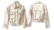 © Orxan - A cropped shirt jacket fashion sketch, illustrated in a flat technical drawing