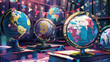 Global Digital Currency Adoption Illustration with Globes and Flags