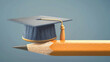 Graduation Cap atop Pencil