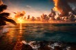 A sunrise shot over the water of the Caribbean Sea