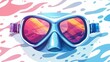 A snorkeling goggles on light colorful background. AI generate illustration