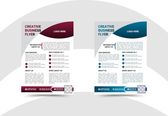  Business Flyer, A4 vector flyer template. bundle of 2 different colors. Standard, Creative, Corporate and mind blowing design.