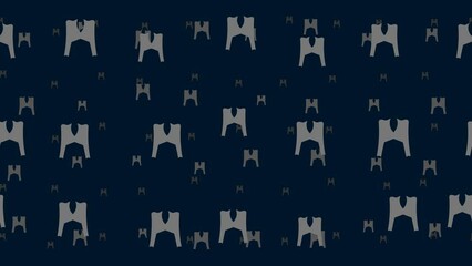 Poster - Women's jacket symbols float horizontally from left to right. Parallax fly effect. Floating symbols are located randomly. Seamless looped 4k animation on dark blue background