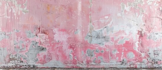 Wall Mural - Vintage pink distressed texture wall for interior decor.